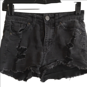 Aeropostale Black Jean Shorts with Distressed Details. Size 00. Perfect For Teen